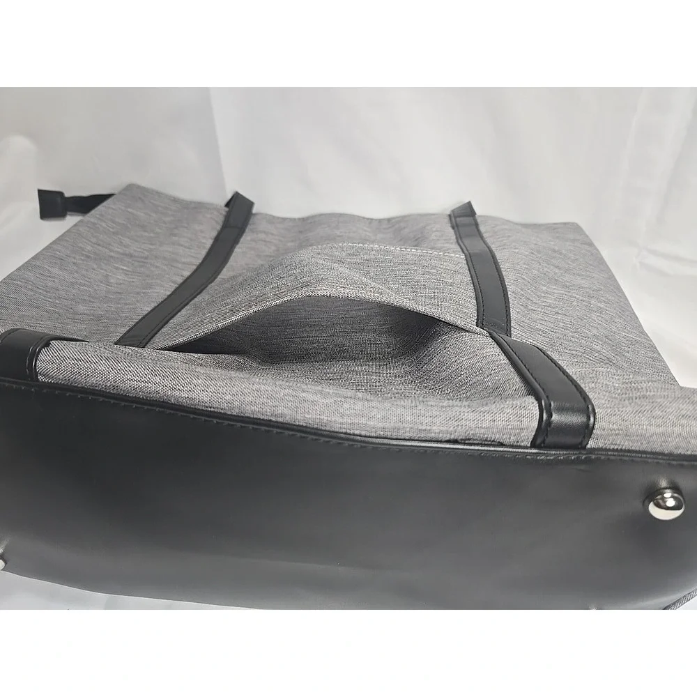Relavel Women Gray Messenger lunch Bag gray w/satin brown lining outer‎ USB Port